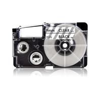 GFJHFDCR Ruban d'étiquettes Transparent Noir sur Transparent, 10 Paquets de 9mm, Compatible avec XR-9X XR9X étiqueteuse KL-7400 KL-8100