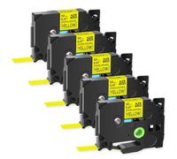 GFJHFDCR Rubans d'étiquettes 2PK 5PK Extra résistants compatibles avec TZ TZe S231 S131 S631 Noir sur Blanc 12mm Compatible avec imprimantes(5PK Black on Yellow)