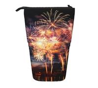 GFLFMXZW Belle trousse à crayons télescopique avec fermeture éclair Motif feux d'artifice, Noir , Taille unique