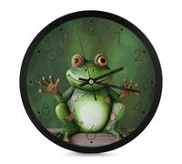 GFLFMXZW Horloge murale ronde de 25,4 cm en forme de grenouille - Horloge murale moderne décorative - Horloge murale numérique à piles - Sans tic-tac