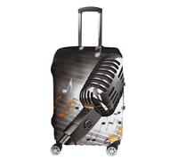 GFLFMXZW Housse de bagage avec microphone et notes de musique pour valise, approuvée par la TSA, élégante, lavable, extensible, anti-rayures, pour bagages de 48 à 81 cm, Style :, S, Housse de bagage