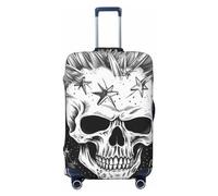 GFLFMXZW Housse de bagage blanche motif tête de mort punk élégante, housse de protection lavable extensible anti-rayures pour bagages de 45,7 à 78,7 cm, Noir , L