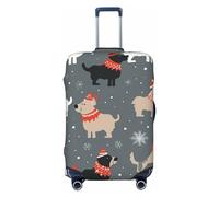 GFLFMXZW Housse de bagage de Noël avec motif chiens mignons - Housse de protection élégante lavable et extensible anti-rayures pour bagages de 45,7 à 78,7 cm, Noir , XL