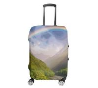 GFLFMXZW Housse de bagage de voyage élastique Vallée de montagne avec housse de bagage arc-en-ciel Housse de protection pour bagages de voyage anti-rayures Housse décorative pour adulte, Vallée de