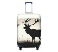 GFLFMXZW Housse de bagage élégante en forme de silhouette de cerf sauvage, lavable, extensible, anti-rayures, pour bagages de 45,7 à 78,7 cm, Noir , L