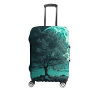 GFLFMXZW Housse de bagage motif arbre bleu sarcelle au clair de lune pour valise, approuvée par la TSA, élégante, lavable, extensible, protection anti-rayures, pour bagages de 48 à 81 cm, Style :, S,