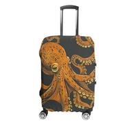 GFLFMXZW Housse de bagage orange à motif de pieuvre pour valise, approuvée par la TSA, élégante, lavable, extensible, protection anti-rayures, pour bagages de 48 à 81 cm, Style :, XL, Housse de bagage