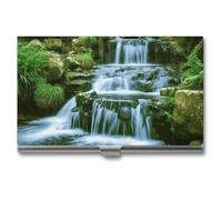 GFLFMXZW Porte-cartes de visite en métal pour homme et femme, porte-cartes de poche, cascade qui coule vers le bas, porte-cartes de crédit, carte d'identité, étui à fermeture à boucle, style, Style :