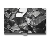 GFLFMXZW Porte-cartes de visite en métal pour homme et femme - Porte-cartes de poche - Miroir cassé - Fragments - Porte-cartes de crédit - Porte-carte d'identité - Fermeture à boucle, Style :