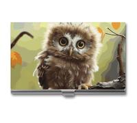 GFLFMXZW Porte-cartes de visite en métal pour homme et femme - Porte-cartes de poche - Motif bébé hiboux - Porte-carte de crédit - Porte-carte d'identité - Fermeture à boucle, Style :