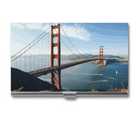 GFLFMXZW Porte-cartes de visite en métal pour homme et femme - Porte-cartes de poche San Francisco Golden Gate Bridge - Porte-cartes de crédit - Porte-carte d'identité - Fermeture à boucle, Style :