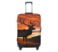GFLFMXZW Red Deer Bull Elk Housse de bagage élégante lavable extensible anti-rayures pour bagages de 45,7 à 78,7 cm, Noir , M