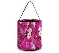 GFLFMXZW Sacs à friandises d'Halloween avec motif à paillettes rouges - Sacs d'Halloween avec poignées - Portable et pliable - Panier à bonbons d'Halloween réutilisable - Sac fourre-tout d'Halloween