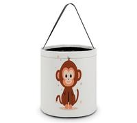 GFLFMXZW Sacs à friandises d'Halloween mignons avec illustration de singe marron - Sacs d'Halloween avec poignées - Portable et pliable - Panier à bonbons d'Halloween réutilisable - Sac fourre-tout