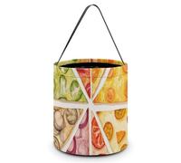 GFLFMXZW Sacs pour tours ou friandises d'Halloween - Sacs à pizza d'Halloween en tranches avec poignées - Panier à bonbons d'Halloween portable et pliable - Sac fourre-tout réutilisable pour emballage