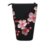 GFLFMXZW Sakura Trousse à crayons télescopique avec fermeture éclair Motif imprimé Noir, Noir , Taille unique
