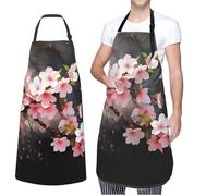 GFLFMXZW Tablier pour homme et femme - Tabliers imperméables - Fruits tropicaux et fleurs - Bavoir réglable - Tabliers de travail pour la vaisselle, Fleurs de cerisier tentantes, taille unique