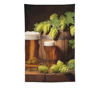 GFLFMXZW Tapisserie murale à suspendre avec cônes de bière et de houblon - 152,4 x 228,6 cm - Décoration murale verticale esthétique - Poster amusant - Bannière - Drapeau - Tapisserie murale pour