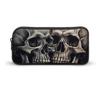 GFLFMXZW Trousse à crayons à grande ouverture - Grande capacité - Motif tête de mort - Esthétique - Fermeture éclair - Pochette portable pour pièces de monnaie - Organiseur de bureau, Style :,