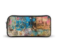 GFLFMXZW Trousse à crayons à large ouverture - Grande capacité - Éléments de tons verts - Trousse à crayons esthétique avec fermeture éclair - Pochette portable pour pièces de monnaie - Organiseur de