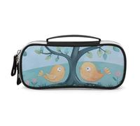 GFLFMXZW Trousse à crayons à large ouverture - Grande capacité - Motif oiseau sous un arbre - Trousse à crayons esthétique portable avec fermeture éclair - Avec poignée pour organisateur de bureau,