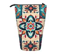 GFLFMXZW Trousse à crayons télescopique avec fermeture éclair Motif à carreaux arabes indiens, Noir , Taille unique, Moderne