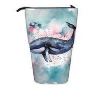 GFLFMXZW Trousse à crayons télescopique avec fermeture éclair Motif baleine aquarelle, Noir , Taille unique