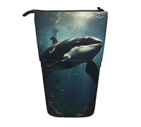 GFLFMXZW Trousse à crayons télescopique avec fermeture éclair Motif baleine sous-marine, Noir , Taille unique
