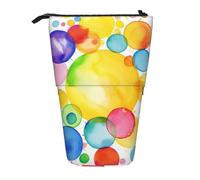 GFLFMXZW Trousse à crayons télescopique avec fermeture éclair Motif cercles arc-en-ciel aquarelle, Noir , Taille unique