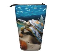 GFLFMXZW Trousse à crayons télescopique avec fermeture éclair - Motif conque de mer - Étoile de mer et tortue, Noir , Taille unique, Moderne