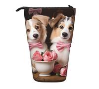 GFLFMXZW Trousse à crayons télescopique avec fermeture éclair Motif couple d'amour romantique imprimé chien, Noir , Taille unique