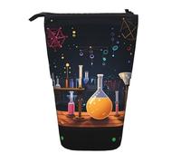 GFLFMXZW Trousse à crayons télescopique avec fermeture éclair Motif fête scientifique, Noir , Taille unique