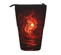 GFLFMXZW Trousse à crayons télescopique avec fermeture éclair Motif flamme rouge, Noir , Taille unique