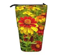 GFLFMXZW Trousse à crayons télescopique avec fermeture éclair Motif fleurs jaunes et rouges, Noir , Taille unique