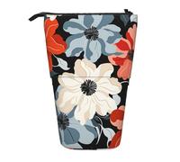 GFLFMXZW Trousse à crayons télescopique avec fermeture éclair Motif floral rétro, Noir , Taille unique