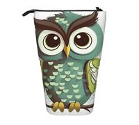 GFLFMXZW Trousse à crayons télescopique avec fermeture éclair Motif hibou mignon Vert, Noir , Taille unique