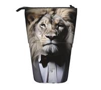 GFLFMXZW Trousse à crayons télescopique avec fermeture éclair Motif lion Blanc/noir, Noir , Taille unique