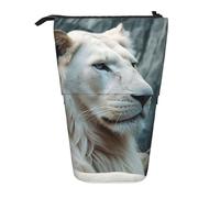 GFLFMXZW Trousse à crayons télescopique avec fermeture éclair Motif lion blanc, Noir , Taille unique