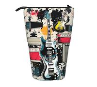 GFLFMXZW Trousse à crayons télescopique avec fermeture éclair Motif musique rock, Noir , Taille unique