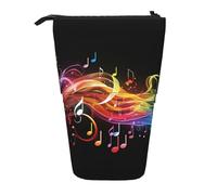 GFLFMXZW Trousse à crayons télescopique avec fermeture éclair Motif notes de musique arc-en-ciel, Noir , Taille unique