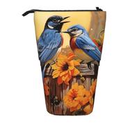 GFLFMXZW Trousse à crayons télescopique avec fermeture éclair Motif oiseaux et tournesols