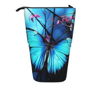 GFLFMXZW Trousse à crayons télescopique avec fermeture éclair Motif papillon bleu et bambou, Noir , Taille unique