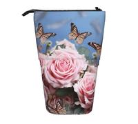 GFLFMXZW Trousse à crayons télescopique avec fermeture éclair Motif papillon Rose, Noir , Taille unique