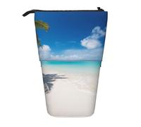 GFLFMXZW Trousse à crayons télescopique avec fermeture éclair Motif plage tropicale Blanc, Noir , Taille unique