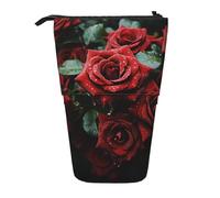 GFLFMXZW Trousse à crayons télescopique avec fermeture éclair Motif rose rouge et noir, Noir , Taille unique