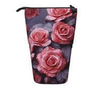 GFLFMXZW Trousse à crayons télescopique avec fermeture éclair Motif roses rouges, Noir , Taille unique