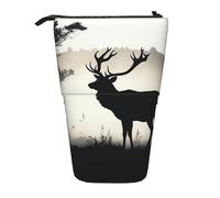 GFLFMXZW Trousse à crayons télescopique avec fermeture éclair Motif silhouette de cerf sauvage, Noir , Taille unique