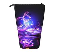 GFLFMXZW Trousse à crayons télescopique avec fermeture éclair Motif symbole de musique Violet, Noir , Taille unique