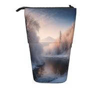 GFLFMXZW Trousse à crayons télescopique avec fermeture éclair Motif Winter Wonderlands, Noir , Taille unique