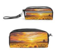 GFLFMXZW Trousse de maquillage de voyage pour femme - Belle trousse de maquillage pour sac à main, grand étui de rangement de maquillage, beau champ de tournesol, 20 x 10 x 5,5 cm, trousse de